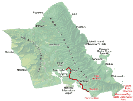 Pearl Harbor Arizona Memorial City Tour Route Map